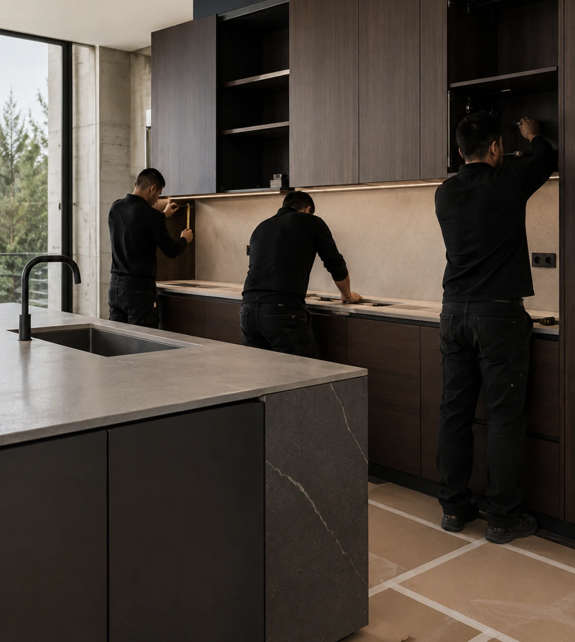 Equipo de DECORA instalando una cocina